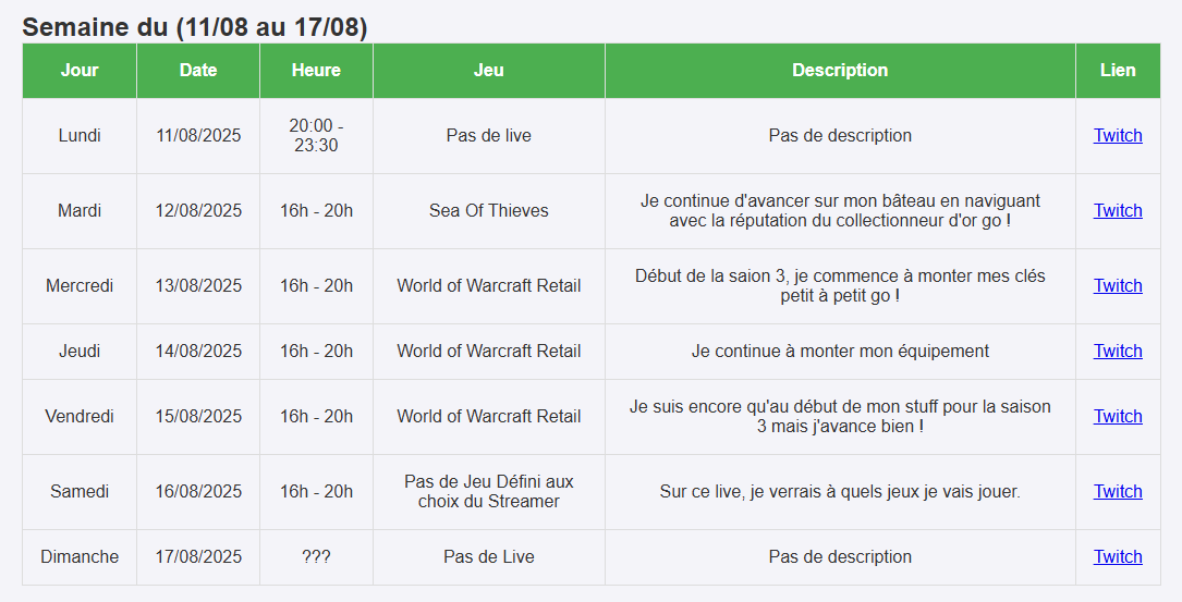 Sur cette image, je vous montre tous les jeux auxquels je joue pendant la semaine sur les jeux vidéos.